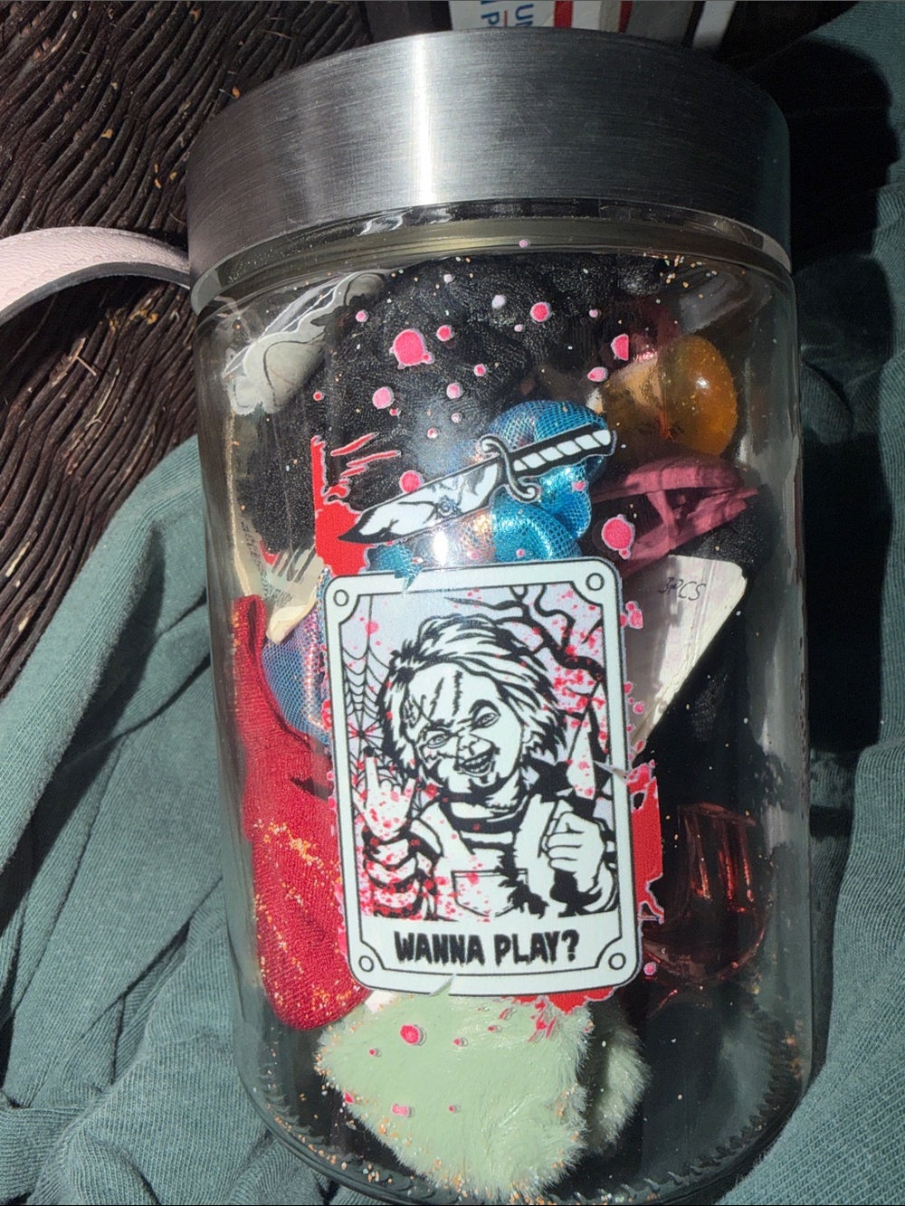 Horror movie character jar filled